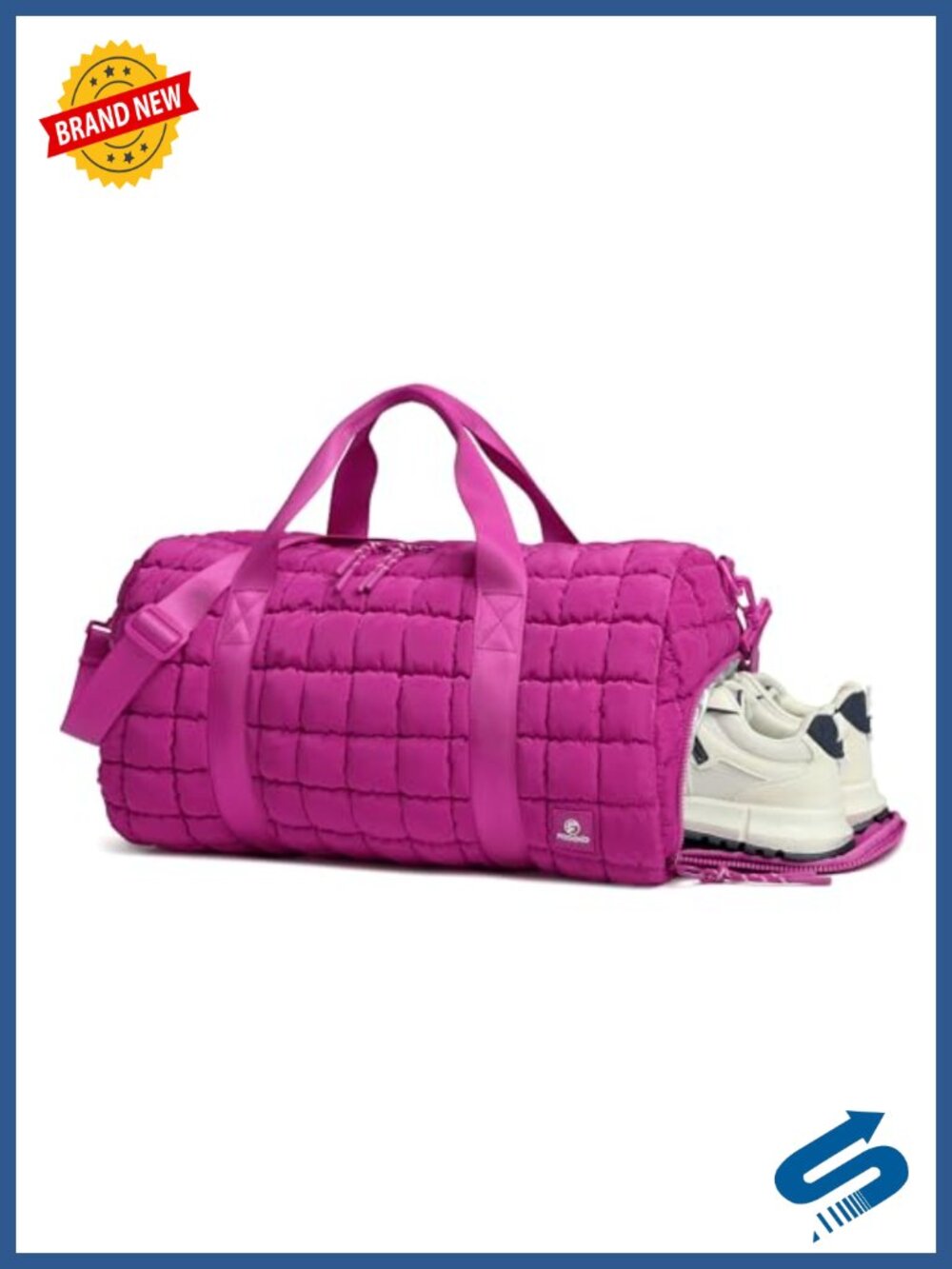 Quilted Puffer Duffel Bag with Shoe Compartment Crossbody Gym Travel Tote